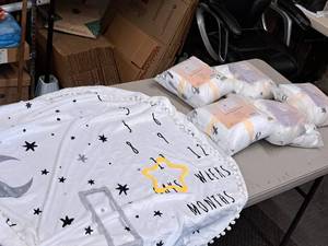 lot 73 image: Lot of (6) Houseware Homes Baby Milestone Blankets - Boys and Unisex