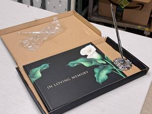 lot 157 image: Lot of (17) In Loving Memory Record Book with Pen and Holder (in box)