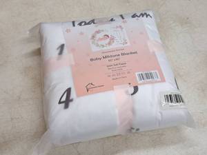 lot 115 image: Lot of (8) Houseware Homes Girls Baby Milestone Blankets