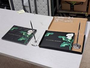 lot 143 image: Lot of (10) In Loving Memory Record Book with Pen and Holder