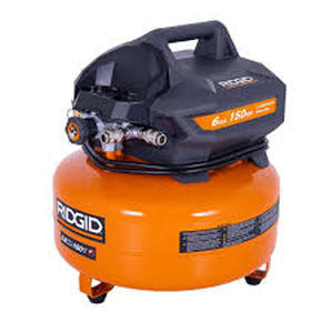 RIDGID 6 Gal. 150 PSI Portable Electric Oil-Free Jobsite Pancake Air Compressor with Dual Pressure Gauges and 2-Quick Couplers Customer Returns See Pictures