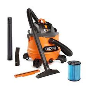 lot 19 image: RIDGID 14 Gallon 6.0 Peak HP NXT Shop Vacuum Wet Dry Vac with Fine Dust Filter, Locking Hose, Wands and Accessory AttachmentsCustomer Returns See Pictures