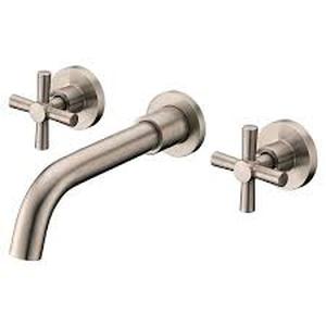 lot 22 image: SUMERAIN Modern Double Handle Wall Mounted Bathroom Faucet in Brushed Nickel Customer Returns See Pictures