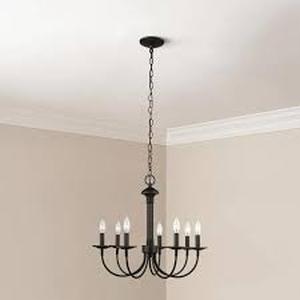 lot 28 image: 7-Light Oil Rubbed Bronze Candle Chandelier Light Fixture Customer Returns See Pictures