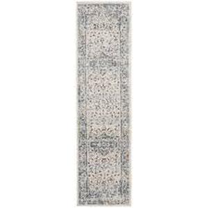 lot 33 image: SAFAVIEH Charleston IvoryLight Blue 2 ft. x 10 ft. Distressed Border Runner Rug Customer Returns See Pictures