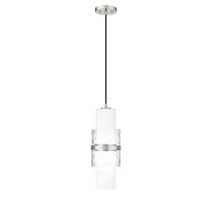 lot 34 image: Cayden 6.5 in 1-Light Brushed Nickel Shaded Pendant Light with Clear Plus Etched Opal Glass Shade, No Bulbs Included Customer Returns See Pictures
