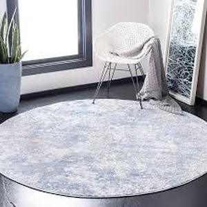 lot 36 image: SAFAVIEH Amelia GrayBlue 7 ft. x 7 ft. Round Distressed Abstract Area Rug Customer Returns See Pictures