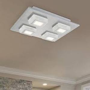 lot 37 image: Hampton Bay Garfield 11 in. W x 2.42 in. H Integrated LED Brushed Aluminum Square Track Flush Mount Ceiling Light Customer Returns See Pictures