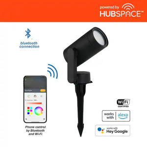 lot 24-H2025 image: Hampton Bay 10-Watt Equivalent Low Voltage Black LED Outdoor Spotlight with Smart App Control (1-Pack) Powered by Hubspace