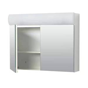 lot 40-H2025 image: Zenna Home 23.25 in. W x 18.63 in. H Lighted Frameless White Surface-Mount Medicine Cabinet with Mirror