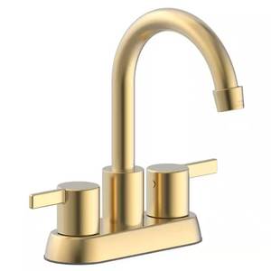 lot 43-H2025 image: Glacier Bay Garrick 4 in. Centerset 2-Handle High-Arc Bathroom Faucet in Matte Gold