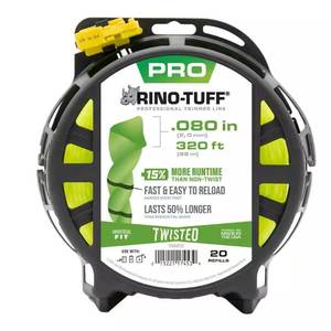 lot 44-H2025 image: Rino-Tuff Universal Fit .080 in. x 320 ft. Pro Twisted Line for Gas, Corded and Cordless String Grass Trimmer PartLawn Edger