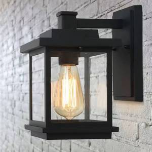 lot 46-H2025 image: Square 1-Light Black Outdoor Wall Lantern Sconce with Clear Glass Shade, Modern Exterior Wall Light for Patio Garden