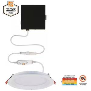 lot 62-H2025 image: Commercial Electric Slim Baffle Integrated LED 4 in Round Adj Color Temp Canless Recessed Light for Kitchen Bath Living rooms, White