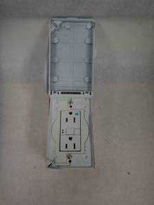 lot 74-H2025 image: Commercial Electric 1-Gang Metal Weatherproof Electrical Box, Cover and GFCI Kit (24-in-1 Configurations), White
