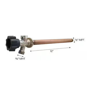 lot 95-H2025 image: Prier Products 12 in. x 12 in. Brass MPT x SWT Half-Turn Frost Free Anti-Siphon Outdoor Sillcock Valve