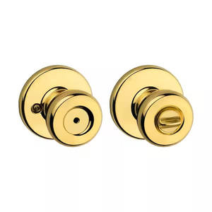 lot 112-H2025 image: Kwikset Tylo Polished Brass BedBath Door Knob Featuring Microban Antimicrobial Technology with Lock