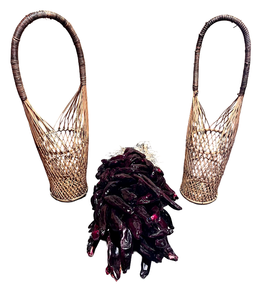 lot 71 image: Chili Ristra & 2 Vintage Wicker Wine Holders