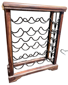 lot 38 image: Modern Metal & Oak Wine Rack