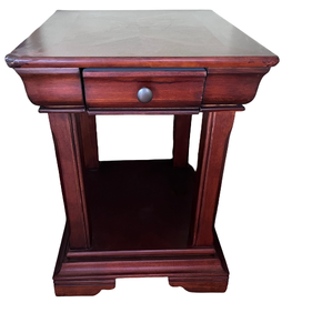 lot 36 image: Louis Philippe Style End Table - 1 Drawer, 1 Shelf, Cherry Finish, England Furniture Company