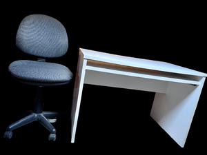 lot 131 image: Wooden Small White Desk and Office Chair