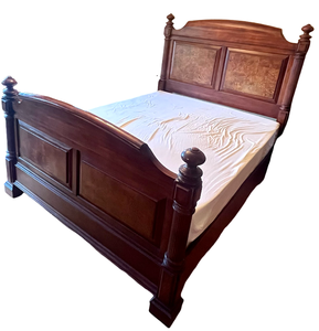 lot 32 image: Ethan Allen Stunning Wood Panel Queen Size Bed Frame