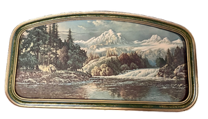 lot 65 image: Vintage Bow River Falls by Frederick D. Ogden Print Framed In A Classic Curved Green Frame