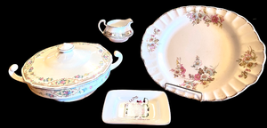 lot 63 image: Four Pieces of China Including A Limoges Bramble 22K Gold Round Serving Plate