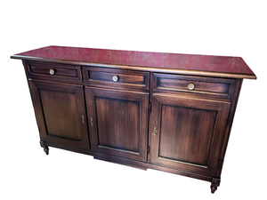 lot 17 image: Slim Solid Dark Wood Sideboard Buffet