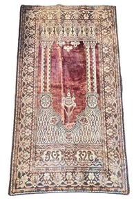 lot 28 image: Antique Prayer Rug in Earthy Color Tones