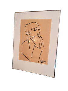 lot 45 image: Vintage Framed Original Portrait Study Drawing Signed EA 74