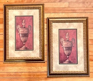 lot 99 image: Pair of Framed Vintage Vase Prints