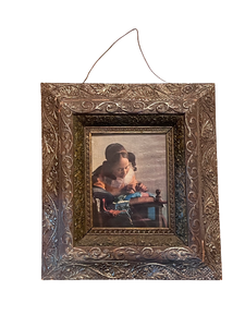 lot 26 image: Antique Ornate Framed Print of Girl Sewing