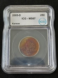 lot 23 image: 2005-D Kansas State Quarter ICG MS67 Toned
