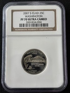 lot 29 image: 2007-S Washington State Quarter Proof NGC PF70 Ultra Cameo