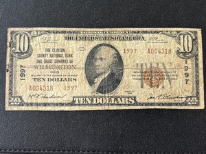 1929 Brown Seal $10 Dollar National Currency Wilmington