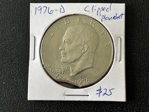 lot 61 image: 1976-D Eisenhower Dollar Clipped Planchet