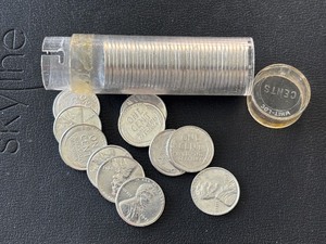 lot 134 image: Lincoln Steel Wheat Cents Uncirculated