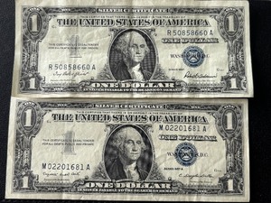 lot 157 image: 1957 Blue Seal $1 Dollar Silver Certificates