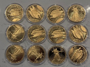 lot 172 image: Gold Layered Replica St. Gaudens Coins