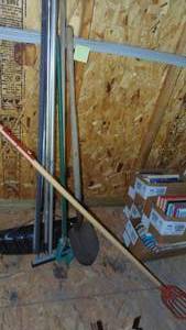 lot 336 image: Selection of Yard Tools, Apple Picker, Roof Rake and Other