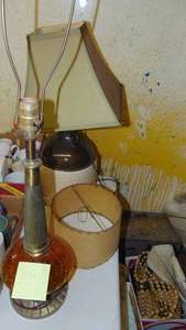 lot 355 image: Jug Lamp and Vintage Amber Lamp with Vintage Shade
