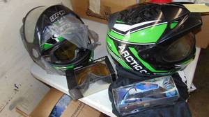 lot 358 image: Arctic Cat Helmet, HJC Helmet and 2 Sets of Goggles