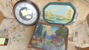 lot 425 image: Clock and 2- Vintage Pictures