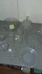 lot 432 image: Lot of Misc Fantasia, Bowl, Sauce Bowls, Relish Tray, Tiered Tray and Serving Tray