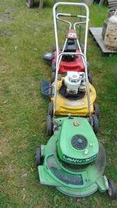 lot 5 image: 3- Lawn Mowers for Parts or Repair