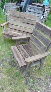 lot 11 image: 2- Wood Benches and 2-Wood Chairs