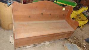 lot 34 image: Large Wood Bench with Storage, 62 Long