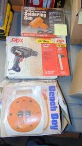 lot 501 image: Soldering Gun, Electric Drill and Bench Boy