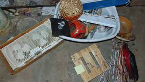lot 511 image: Garden Items, California Pottery Piece and Window Fan